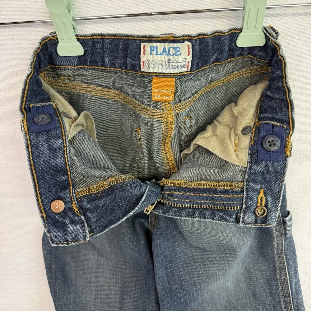 Children’s Place Toddler Boys Carpenter Utility Jeans 24 Months Adjustable Waist